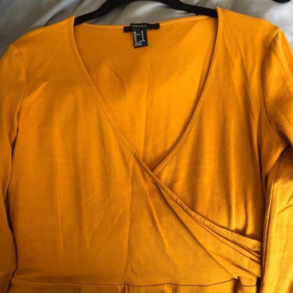 Forever 21 mustard yellow wrap dress - Picture 3 of 4